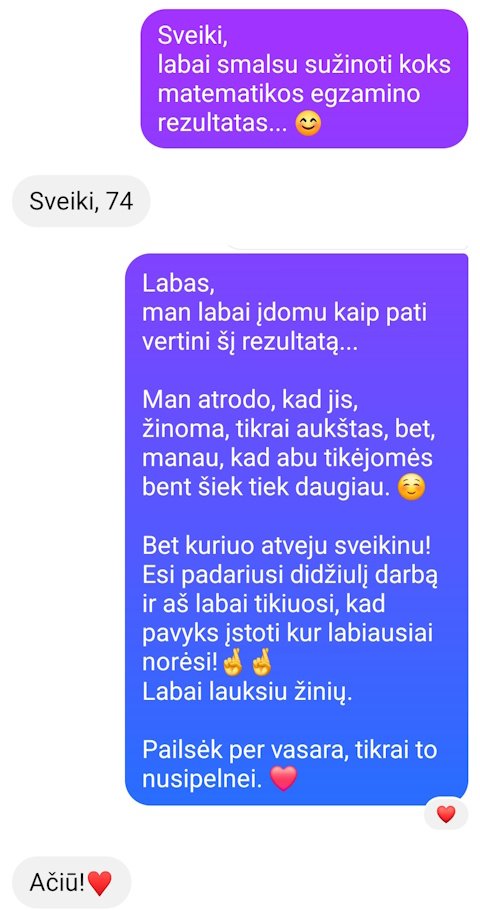 Urtės pranešimas apie VBE rezultatą